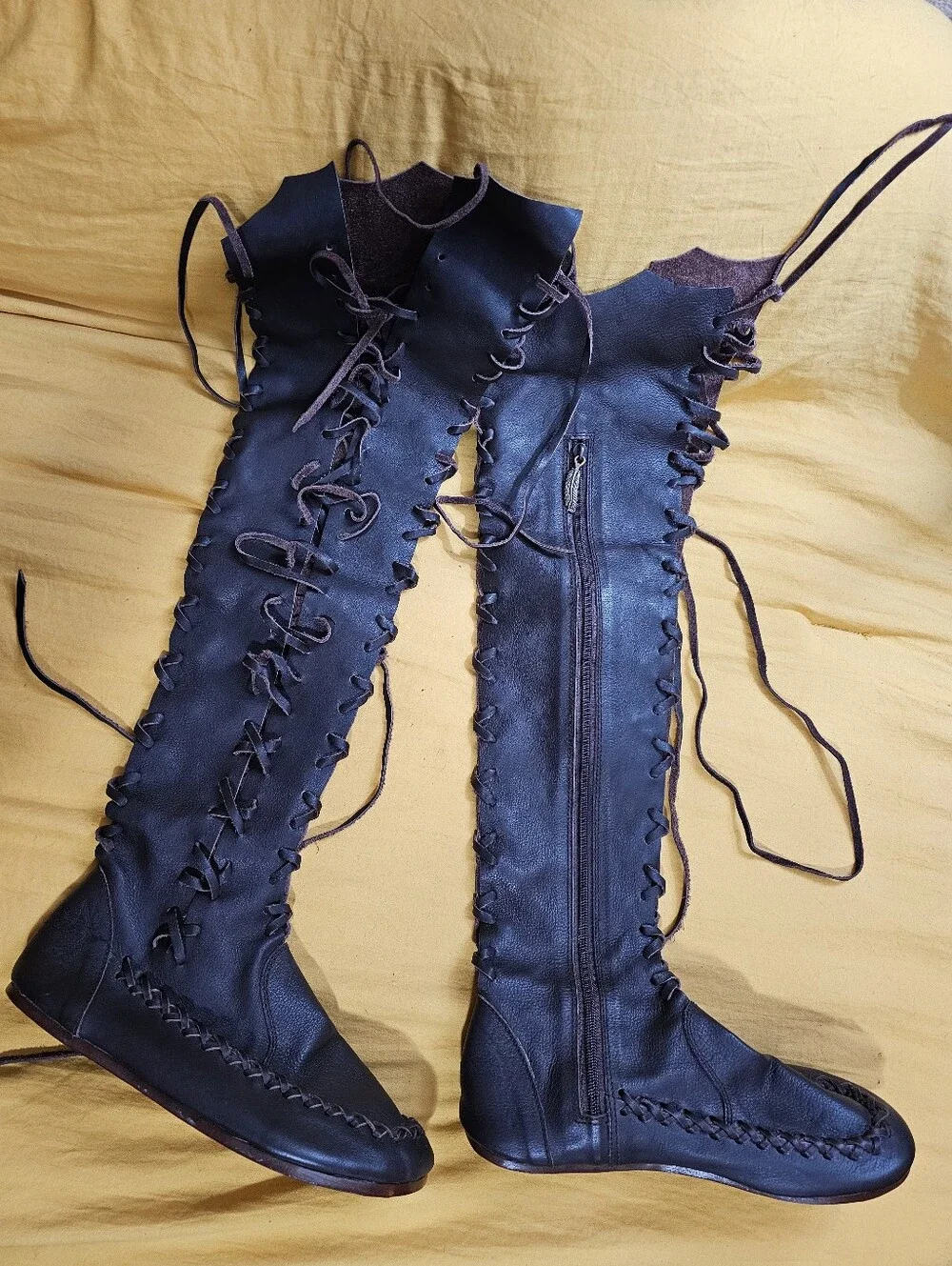 Gipsy Dharma Brown Lace-Up Over-the-Knee Women's Boots Size UK39